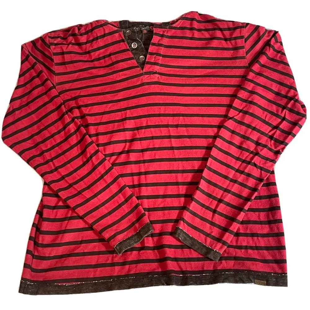 G By Guess Red and Black Sweatshirt Hoodie Buttoned V Neck XXL